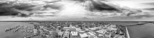 Solnedgången Flygfoto Beaufort South Carolina Panoramabild Från Drone Perspektiv — Stockfoto