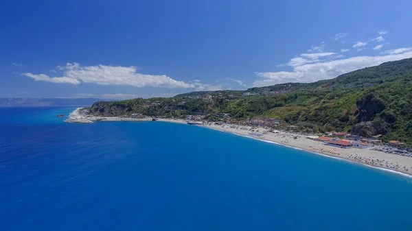 Playa Tonnara Palmi Calabria Vista Aérea Panorámica Del Atardecer Temporada — Foto de Stock