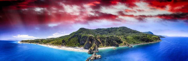 Spiaggia Tonnara Palmi Calabria Vista Aerea Panoramica Tramonto Nella Stagione — Foto Stock