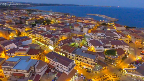 Vue Panoramique Nuit Castella Depuis Hélicoptère Calabre Italie — Photo