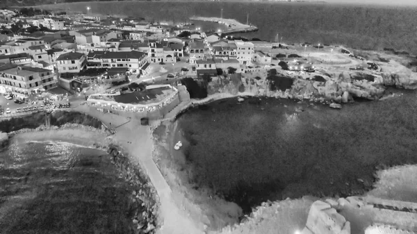 Aragonese Fort Calabrië Italië Geweldige Luchtfoto Panorama Nachts Castella — Stockfoto