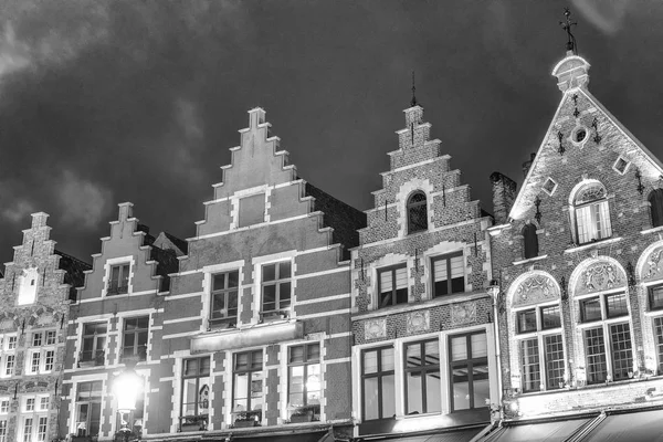 Gebäude Entlang Des Hauptplatzes Von Brugge Bei Nacht Belgien — Stockfoto