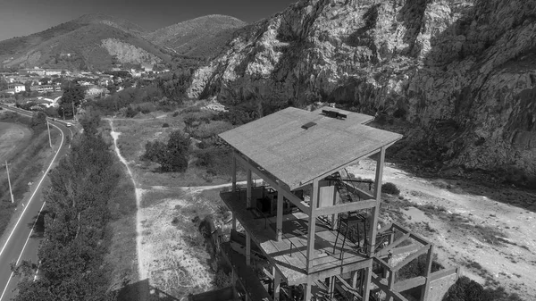 Панорамный Вид Мраморного Карьера Италии Заброшенное Старое Промышленное Оборудование — стоковое фото