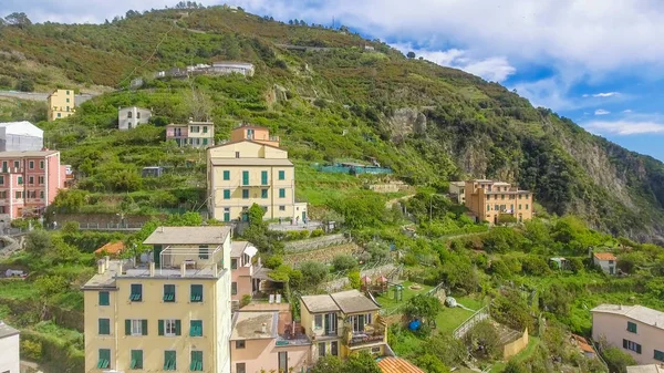 Beautiful Panoramic Aerial View Riomaggiore Cinque Terre Italy — Stock Photo, Image
