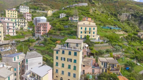 Riomaggiore Vista Aérea Cinco Terras Itália — Fotografia de Stock