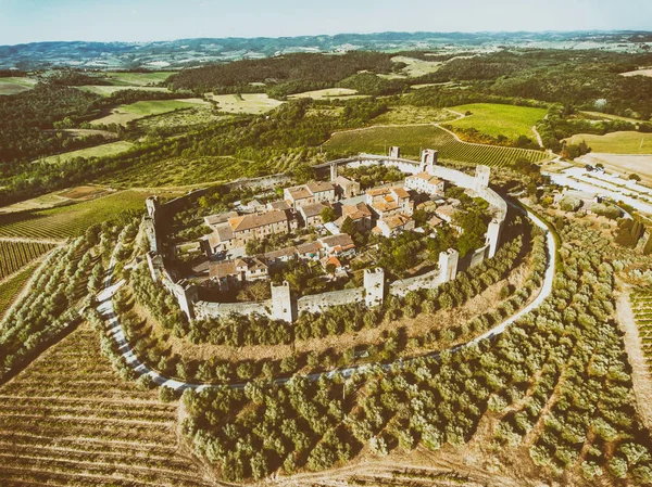 Letecký Pohled Monteriggioni Letní Sezóně Toskánsko — Stock fotografie