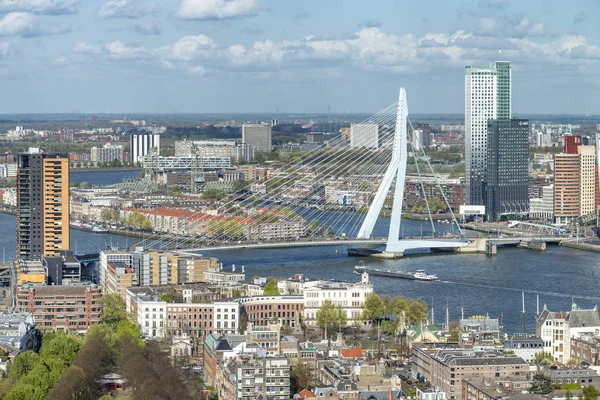 Rotterdam Hollanda Mart 2015 Havadan Görünümü Şehir Binaların Güneşli Bir — Stok fotoğraf