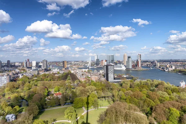 Rotterdam Netherlands March 2015 Aerial View City Buildings Sunny Day — стоковое фото