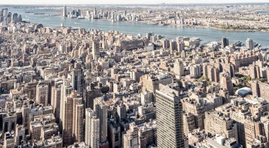 Gökdelenlerin Manhattan midtown, Merkez - New York City havadan görünümü.