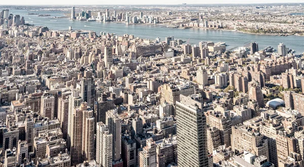Luchtfoto Van Manhattan Midtown Binnenstad Van Wolkenkrabbers New York City — Stockfoto