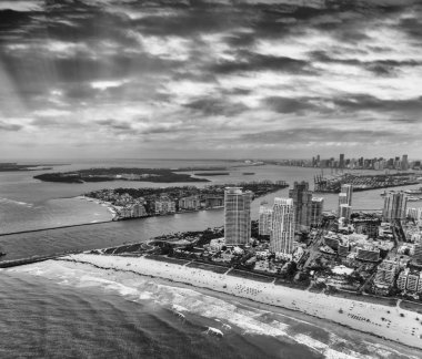 South Pointe Park ve Miami Helikopterden Ufuk Çizgisi.