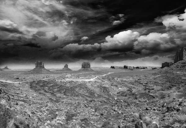 Vue Aérienne Panoramique Paysage Monument Valley Coucher Soleil Vue Noir — Photo