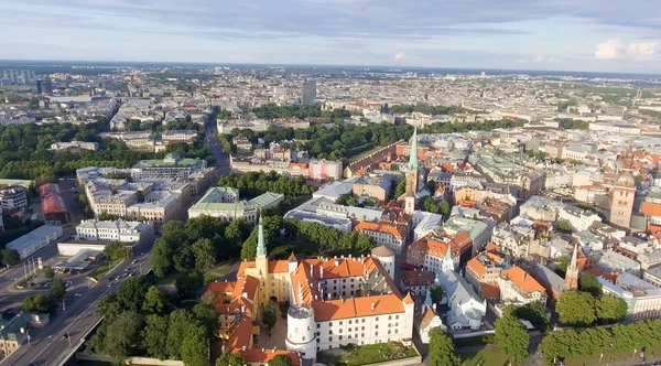 Veduta Aerea Dello Skyline Riga Tramonto Lettonia — Foto Stock