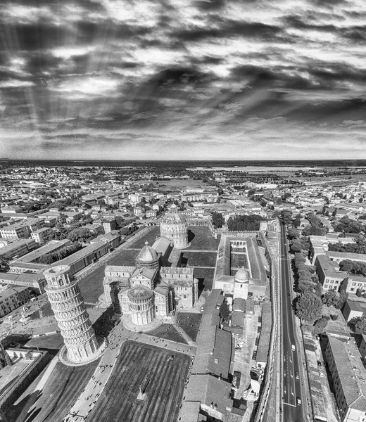 Siyah Beyaz Havadan Görünümü Mucizeler Meydanı Pisa Toskana Talya — Stok fotoğraf