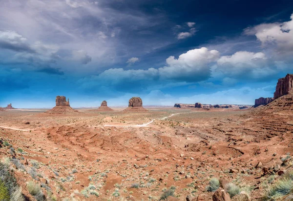 Panoramatické Sunet Pohled Monument Valley Scénář Návštěvnického Centra — Stock fotografie