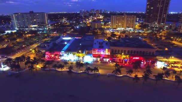 Luchtfoto Van Fort Lauderdale Bij Nacht Florida Usa Video — Stockvideo