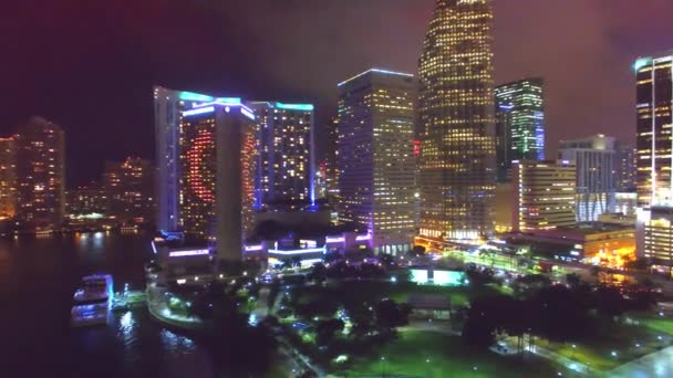 Güzel Bir Gece Florida Abd Miami Beach Gökdelenler Manzarası — Stok video