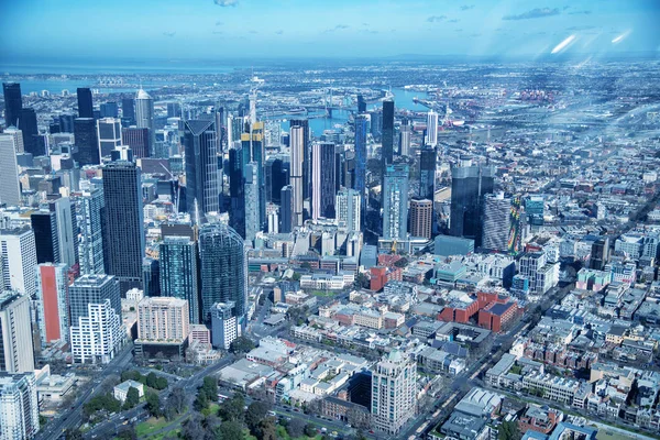 Melbourne Città Aerea Vista Grattacieli Alti — Foto Stock