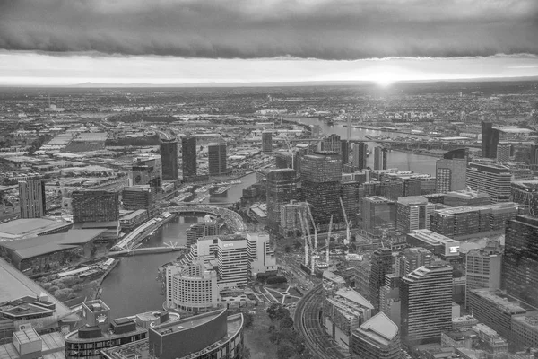 Melbourne Victoria Australia Września 2018 Miasto Drapaczy Chmur Widok Lotu — Zdjęcie stockowe