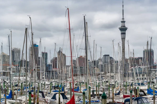City Port Docked Boats Skyscrapers — Stock Photo, Image