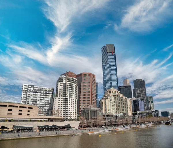 Vue Sur Les Gratte Ciel Depuis Rivière Yarra Melbourne — Photo