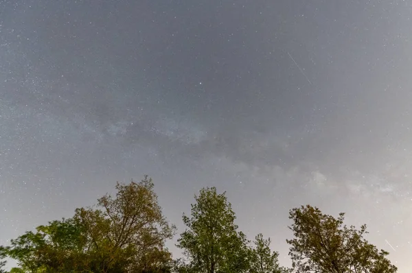 Lluvias Meteoritos Perseidas Estrellas Fugaces Cielo Nocturno Verano — Foto de Stock