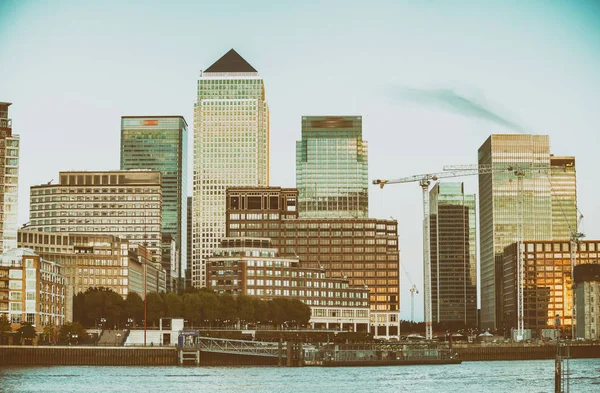 Canary Wharf Skyscrapers Sunset Financial District City — Stock Photo, Image