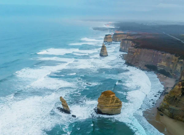 Vista Panorámica Aérea Del Amanecer Las Pilas Piedra Caliza Los —  Fotos de Stock