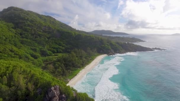 Pittoresca Vista Sulla Spiaggia Grand Anse Isola Digue Seychelles Video — Video Stock