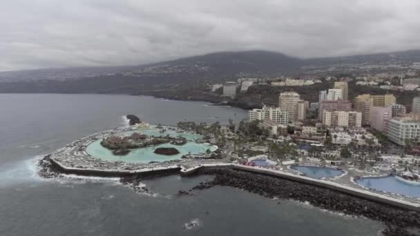 Garachico Havuzları Manzarası Tenerife Havadan Görünümü — Stok video