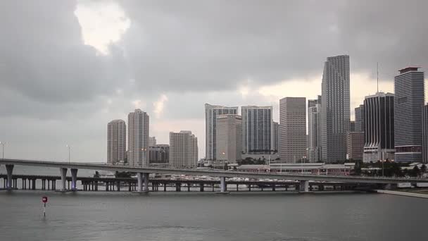 Naplemente Skyline Miami Mint Látott Ból Egy Induló Sétahajó — Stock videók