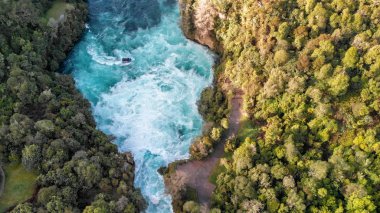 Hava panoramik Huka Falls Taupo, Yeni Zelanda.