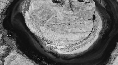 Black and white aerial view of Horseshoe Bend, Arizona. clipart