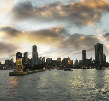Yaz sezonunda Chicago günbatımı manzarası