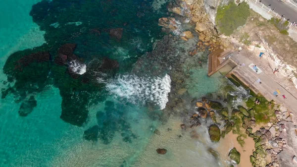 Overhead Flygfoto Över Bondi Beach Pool Område Australien — Stockfoto