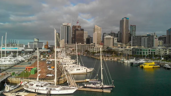 Auckland Nieuw Zeeland Augustus 2018 Luchtfoto Van Stadsgezicht Bij Zonsondergang — Stockfoto