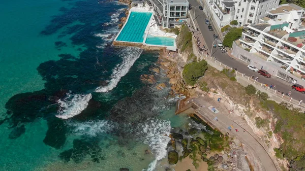 Overhead Pemandangan Udara Bondi Beach Pada Hari Yang Cerah Australia — Stok Foto