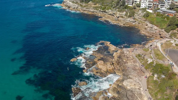 Letecký Pohled Bondi Beach Bazény Podél Oceánu Austrálie — Stock fotografie