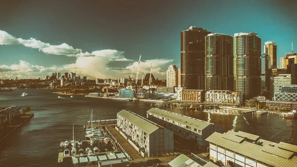 Flygfoto Över Sydney Byggnader Och Skyskrapor Från Darling Harbour Vacker — Stockfoto