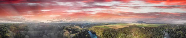 Panorama Flygfoto Över Huka Falls Taupo Nya Zeeland — Stockfoto