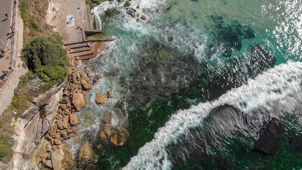 Widok Lotu Ptaka Napowietrznych Basenem Plaży Bondi Obszaru Polska — Zdjęcie stockowe