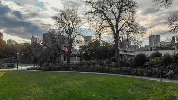 Melbourne Australien September 2018 Luftaufnahme Der Stadtlandschaft Bei Untergang Mehr — Stockfoto