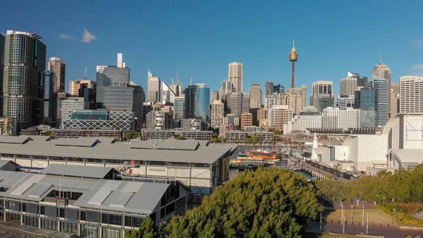 Sydney Austrálie Srpna 2018 City Panorama Letecký Pohled Darling Harbour — Stock fotografie