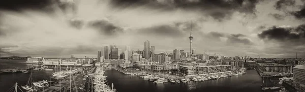 Vista Aérea Panorámica Auckland Desde Helicóptero Nueva Zelanda Blanco Negro —  Fotos de Stock