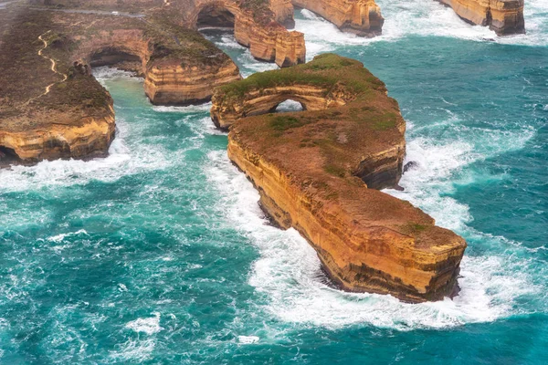 Loch Ard Gorge Yükü Havadan Görünümü Ile Bulutlar Sis Great — Stok fotoğraf