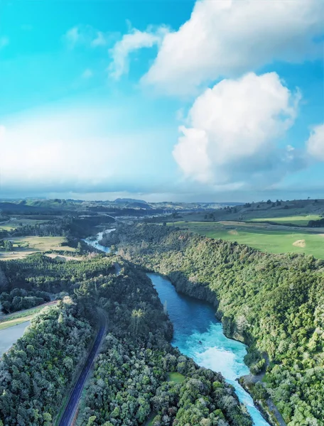 Вид Воздуха Водопад Хука Закате Таупо Новая Зеландия — стоковое фото