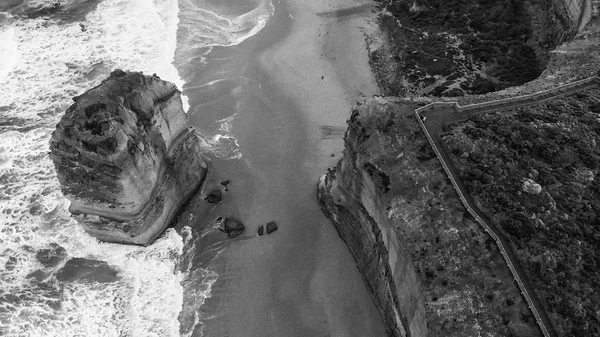 Veduta Aerea Dodici Apostoli Bianco Nero Port Campbell National Park — Foto Stock