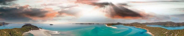 ホワイトヘブンビーチ クイーンズランド 将来のドローンから日没パノラマ撮 — ストック写真