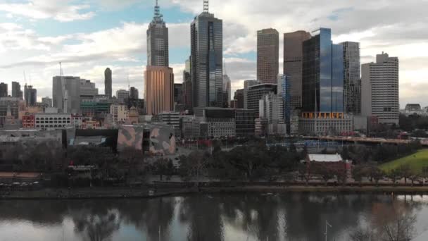 Panorama Flygfoto Över Melbourne Från Helikopter Australien — Stockvideo