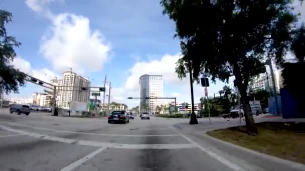 Coucher Soleil Panoramique Vue Aérienne Rue Palm Beach Floride États — Video